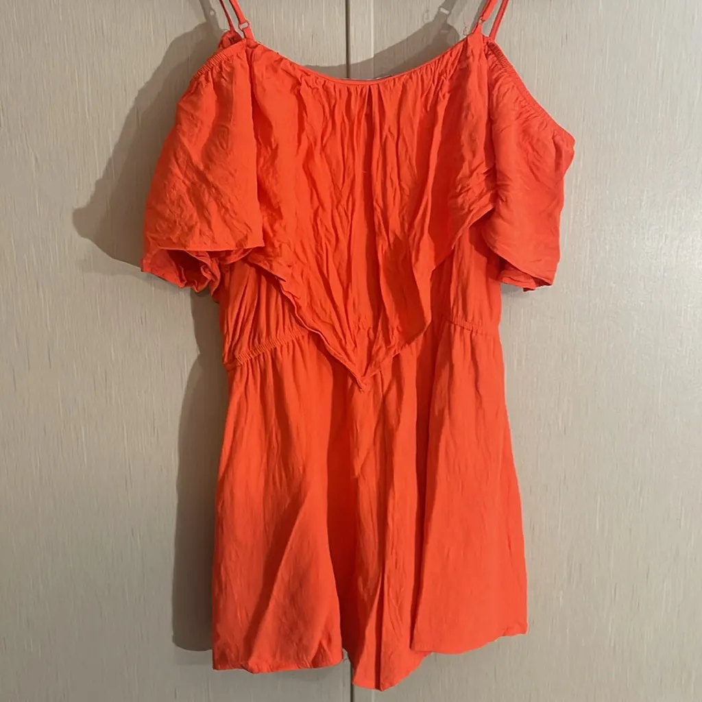 🔵 Zoe orange romper boutique medium split back pockets - Image 4