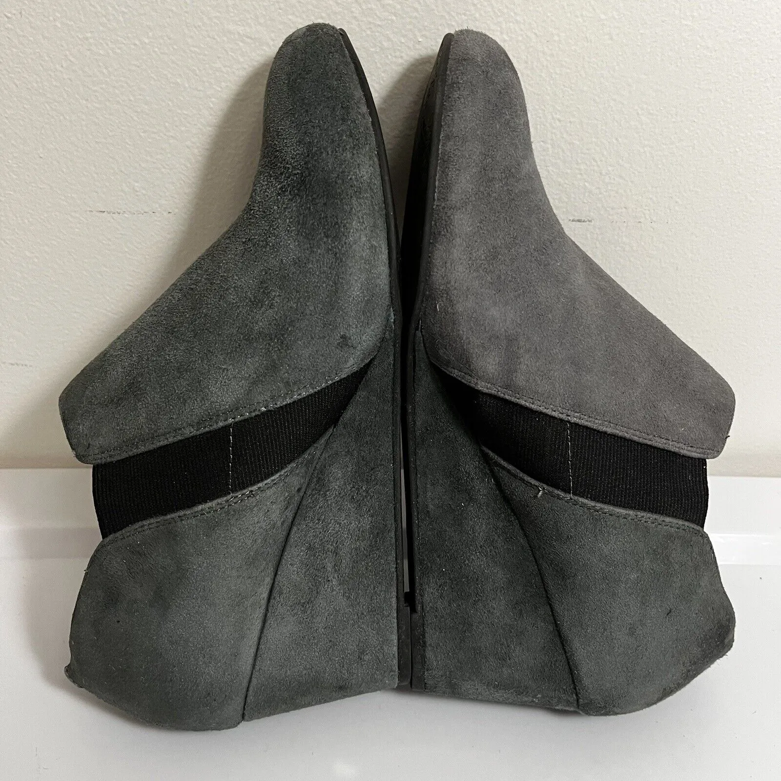 Vionic Wedge Stanton Pull On Gray Suede Comfort Orthotic Ankle Bootie Sz‎ 9 - Image 2
