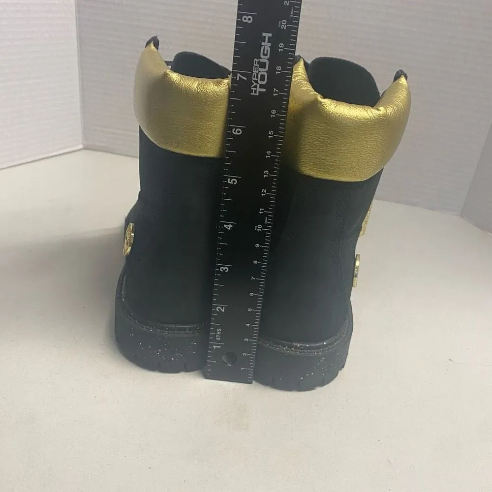 TIMBERLAND Women’s Rebolt Boot Black Gold Size 6‎ Nubuck Suede Leather Lace Up - Image 4