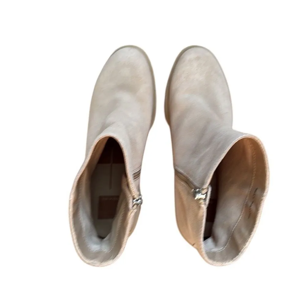 Dolce Vita Women’s Faux Suede Lug Sole Chelsea Heeled Boot Cream size 8.5 Tan - Image 5