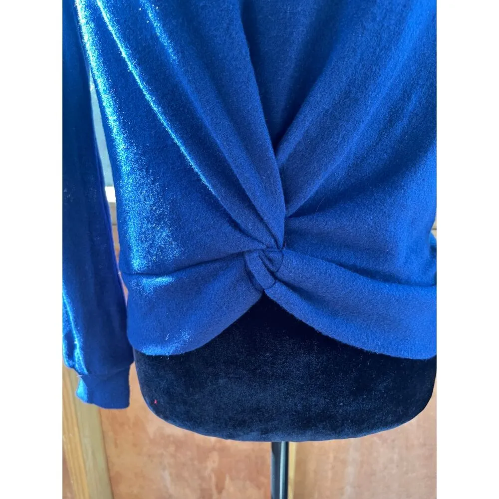 Belle Du Jour Soft Knit Twist Front Long Sleeve Top Coastal Navy Size XS. NEW - Image 4