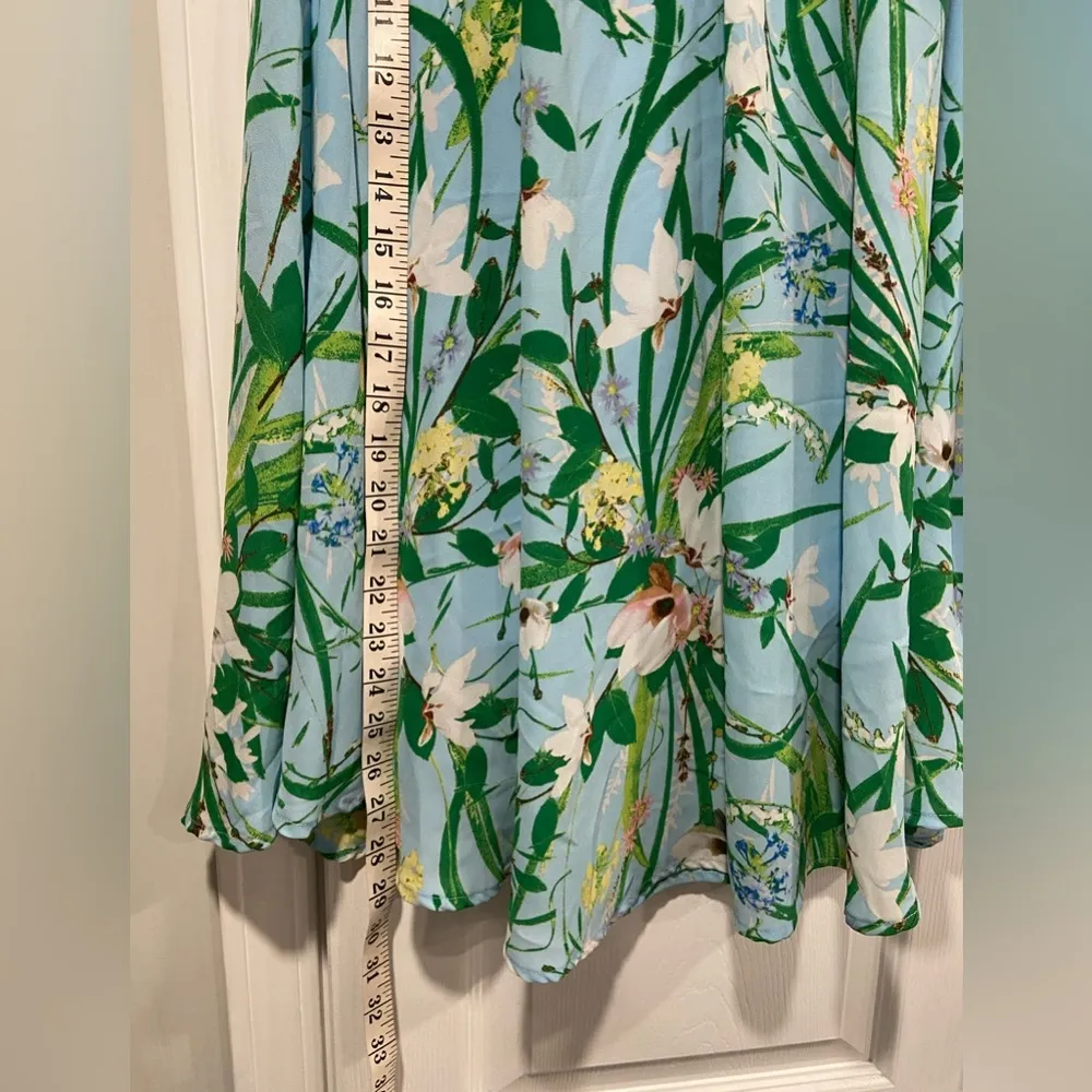 Bobeau Size M Light Blue Floral Elastic Waist Flowy Lined Maxi Skirt - Image 7