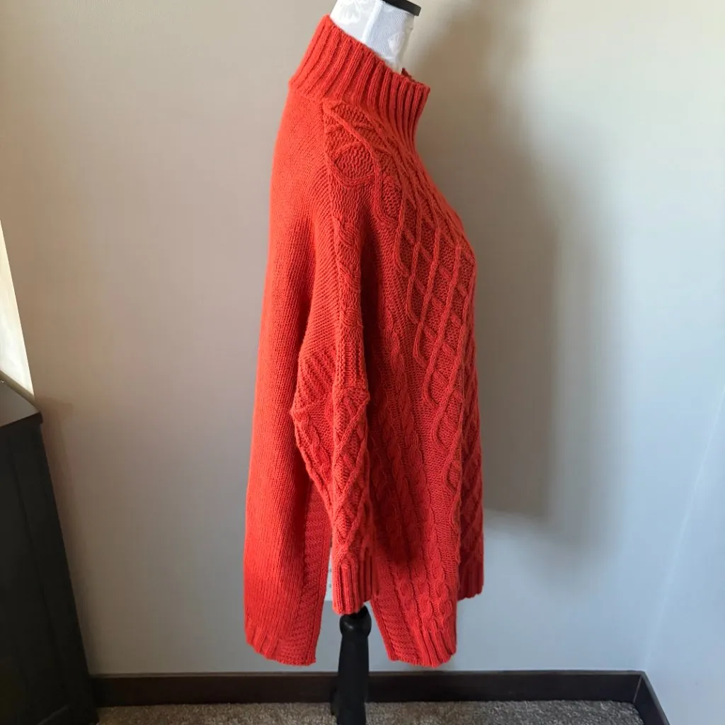 Mersea Lisbon Traveler Sweater Lattice Knit Mock Neck Orange One Size Size undefined - Image 3