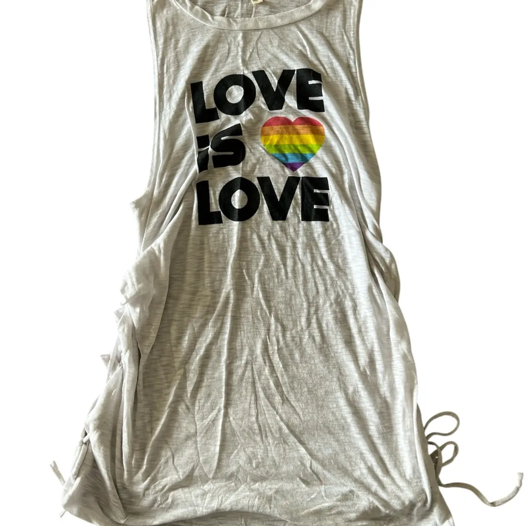 Miken Swim Love is Love Tank Top Swim cover up worn once size S White - Image 2