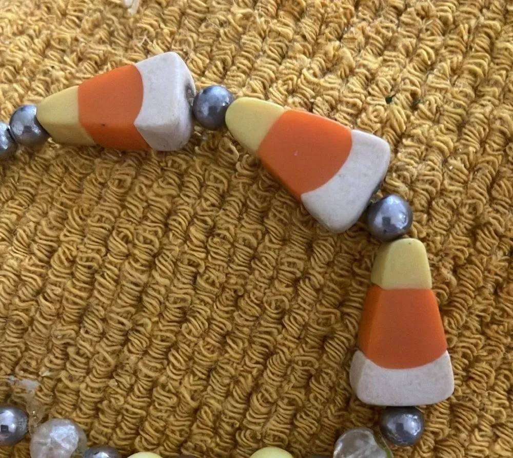 Stretch Candy Corn Beaded Bracelet Orange - Image 2
