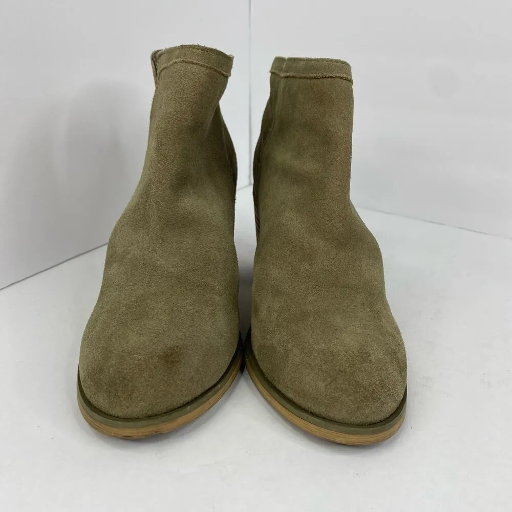 Urban Outfitters Maude Suede Ankle Boots Block Heel Bootie size 7 Tan Taupe - Image 2