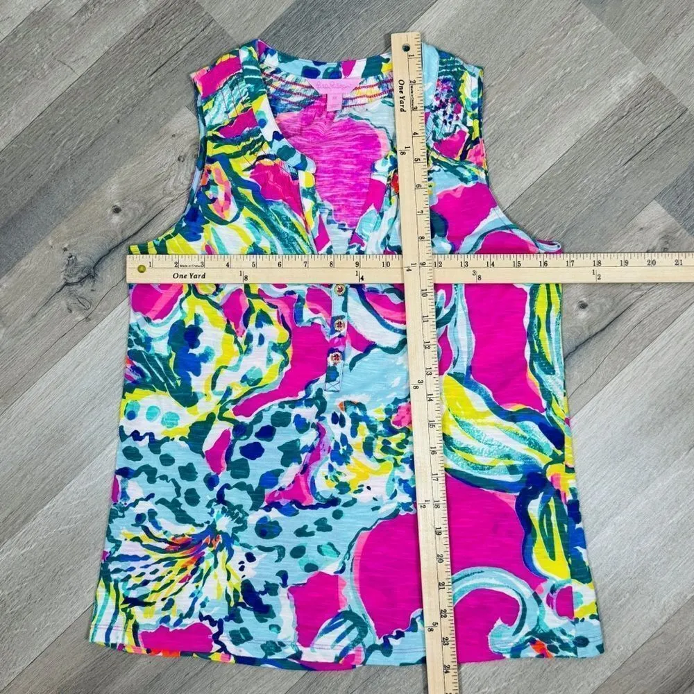 Lilly Pulitzer Essie Top Sleeveless Shirt‎ Magenta Hottie Floral Pink XS - Image 12