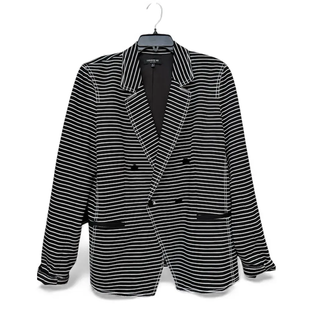 Lafayette 148 Black White Striped Blazer Jacket Size 14 Stretch work office - Image 2