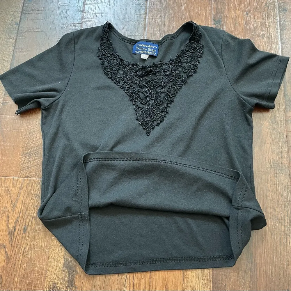 WILLOW RIDGE black short sleeve top, size Large - Image 4