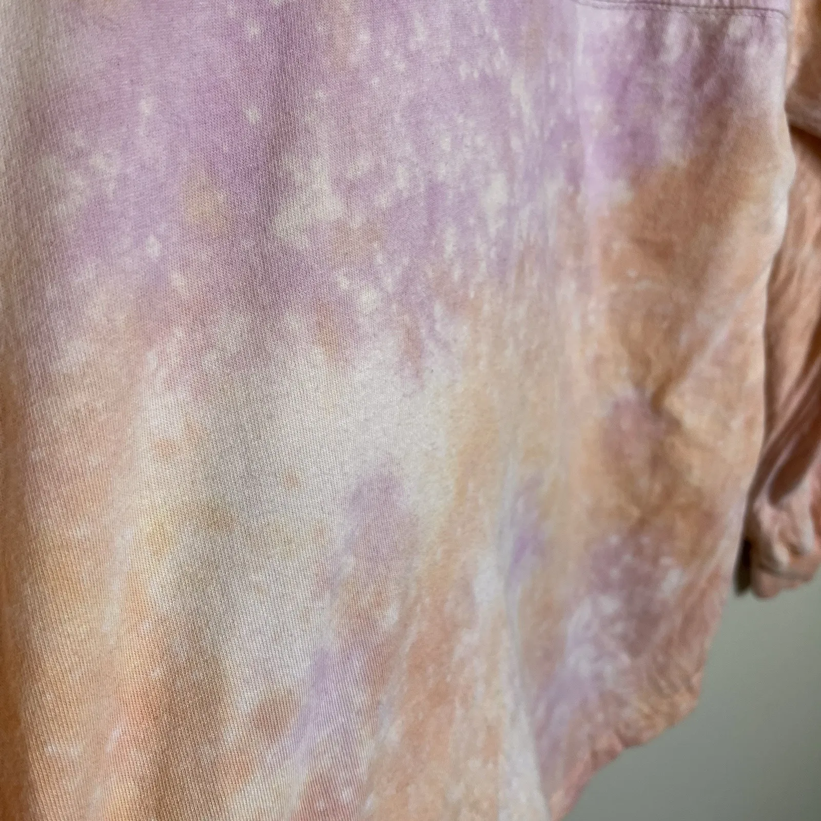 disney lightweight jersey Top Long Sleeve Logo Bubble 3d  Peach Pink Tie Dye XS - Image 10