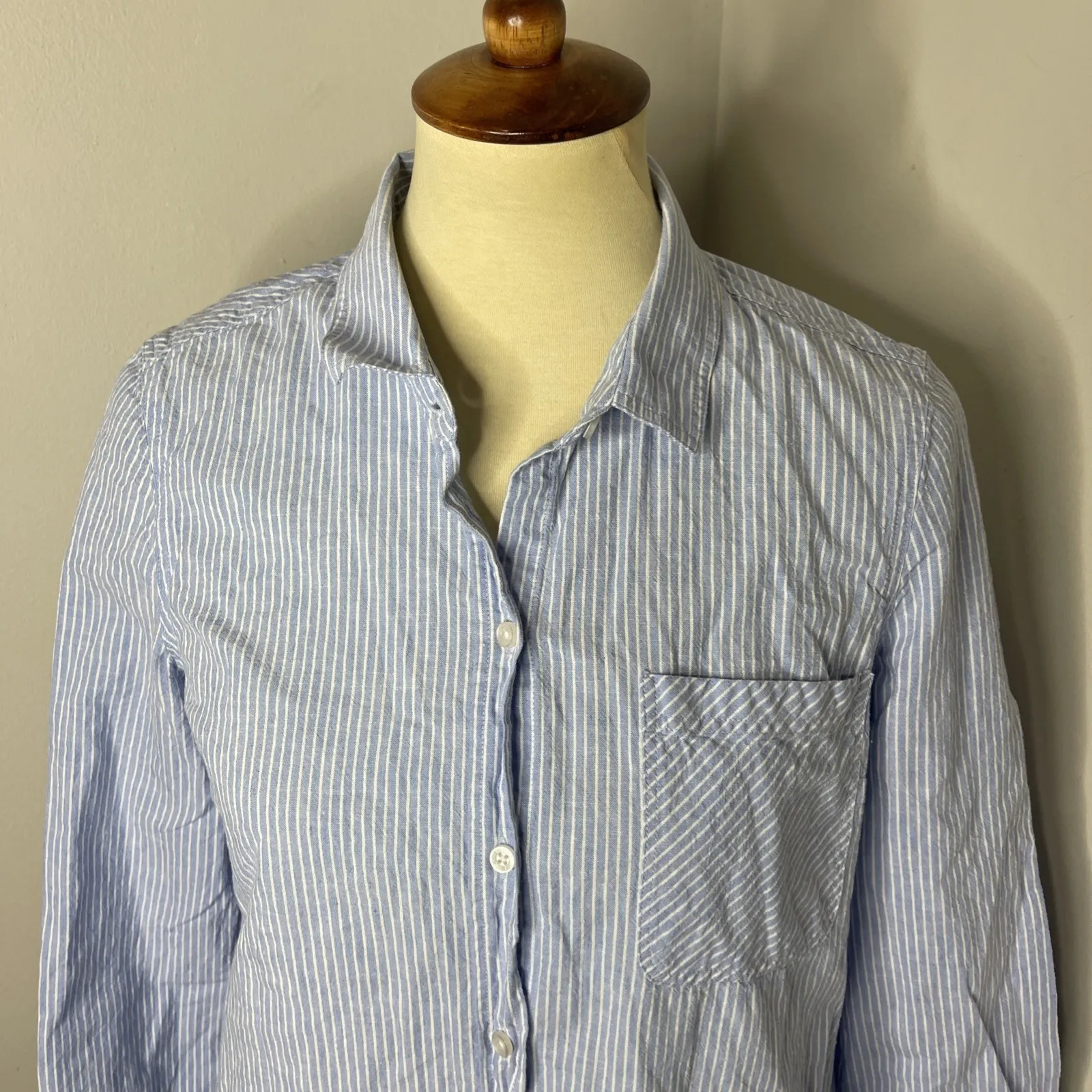 Barbour Seaglow Stripe Cotton‎ & Linen Shirtdress Sz 6 - Image 6