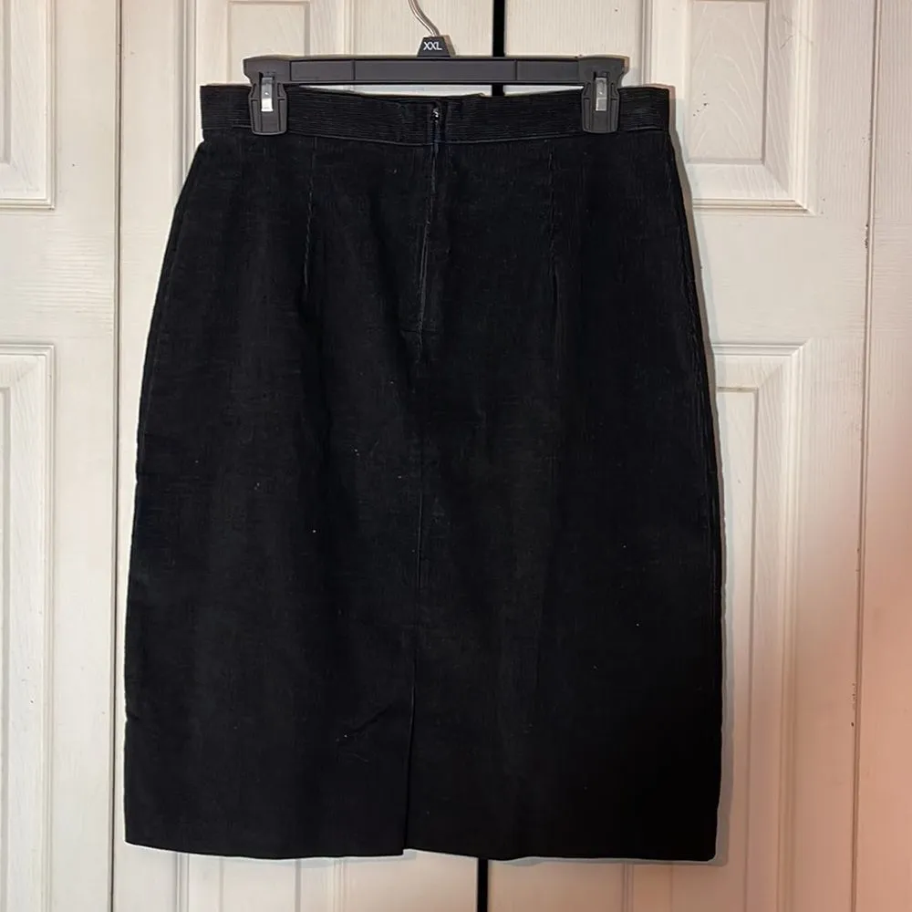 Vintage Black Corduroy Knee Length Pencil Skirt Size undefined - Image 8