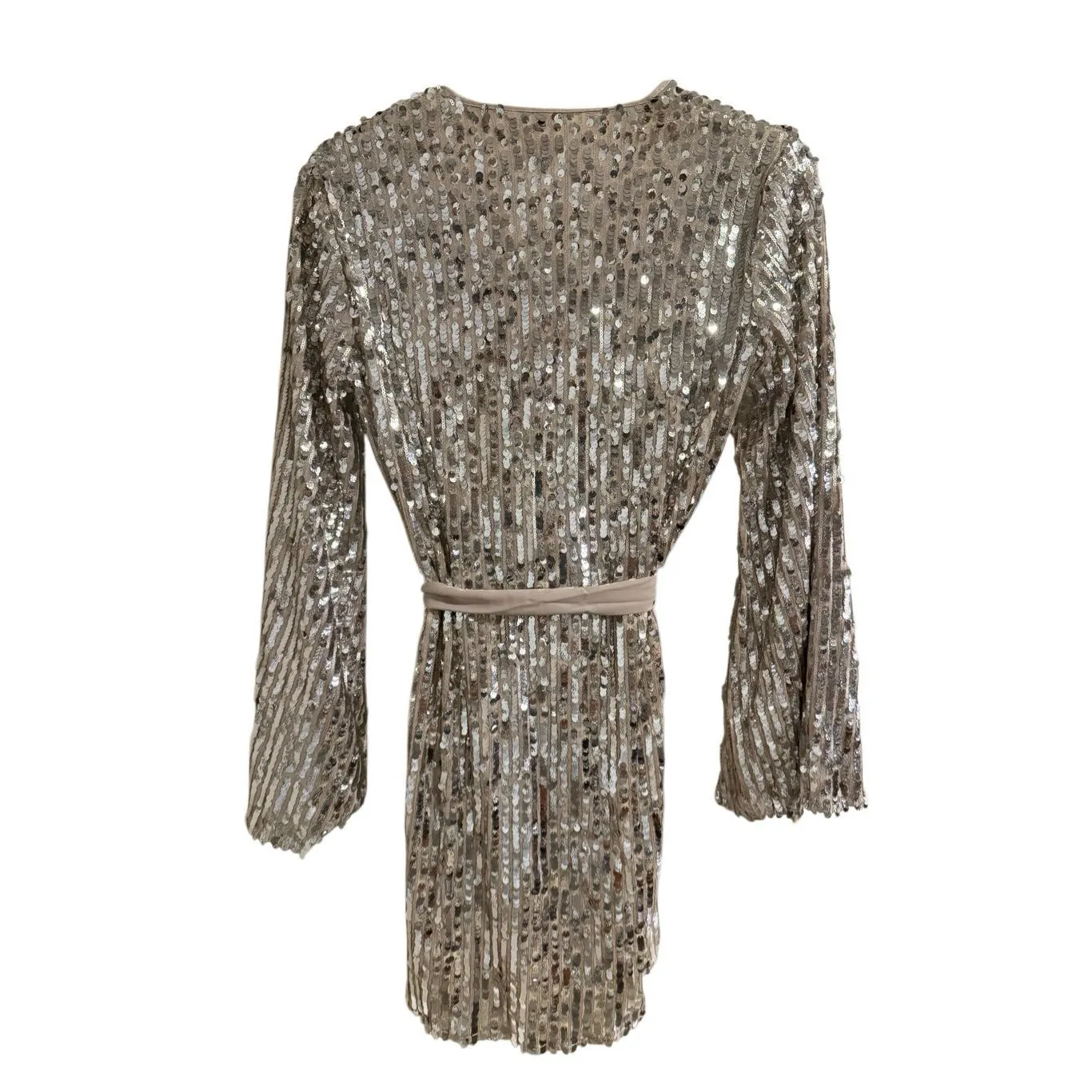 Show Me Your Mumu Silver Sequin Giselle Kimono Wrap Dress Size S - Image 8