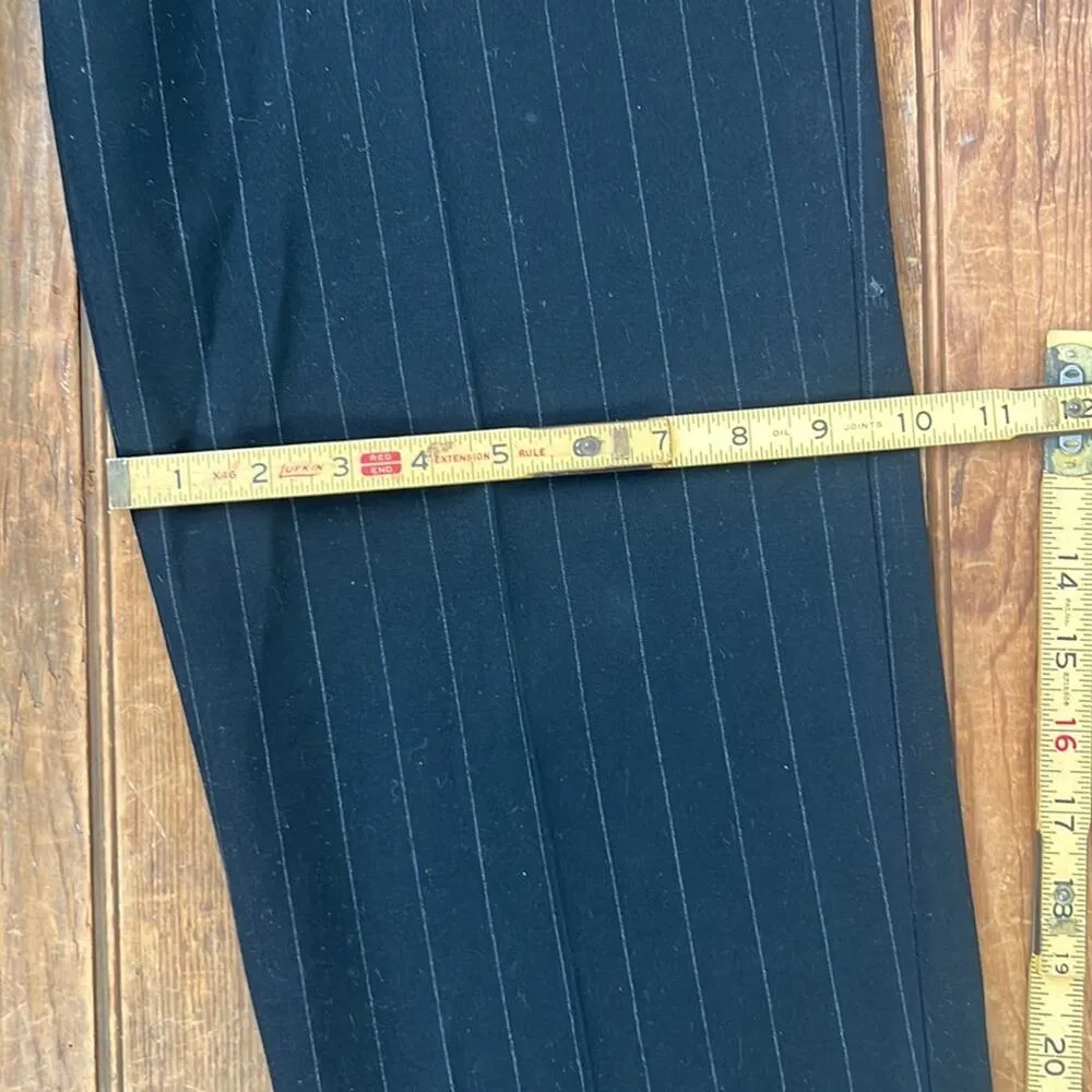 Vintage Equestrian Designs black wide leg high rise pin stripe pants size 6 - Image 9