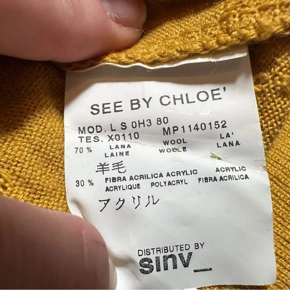 See By Chloe Mustard Yellow Knit Cardigan Sweater size medium - Image 8