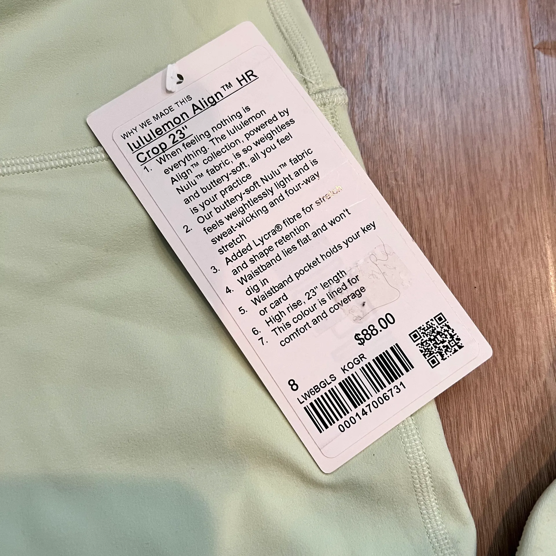 Align High Rise Crop 23"Kohlrabi Green Size 8 NWT - SOLD OUT COLOR! - Image 4