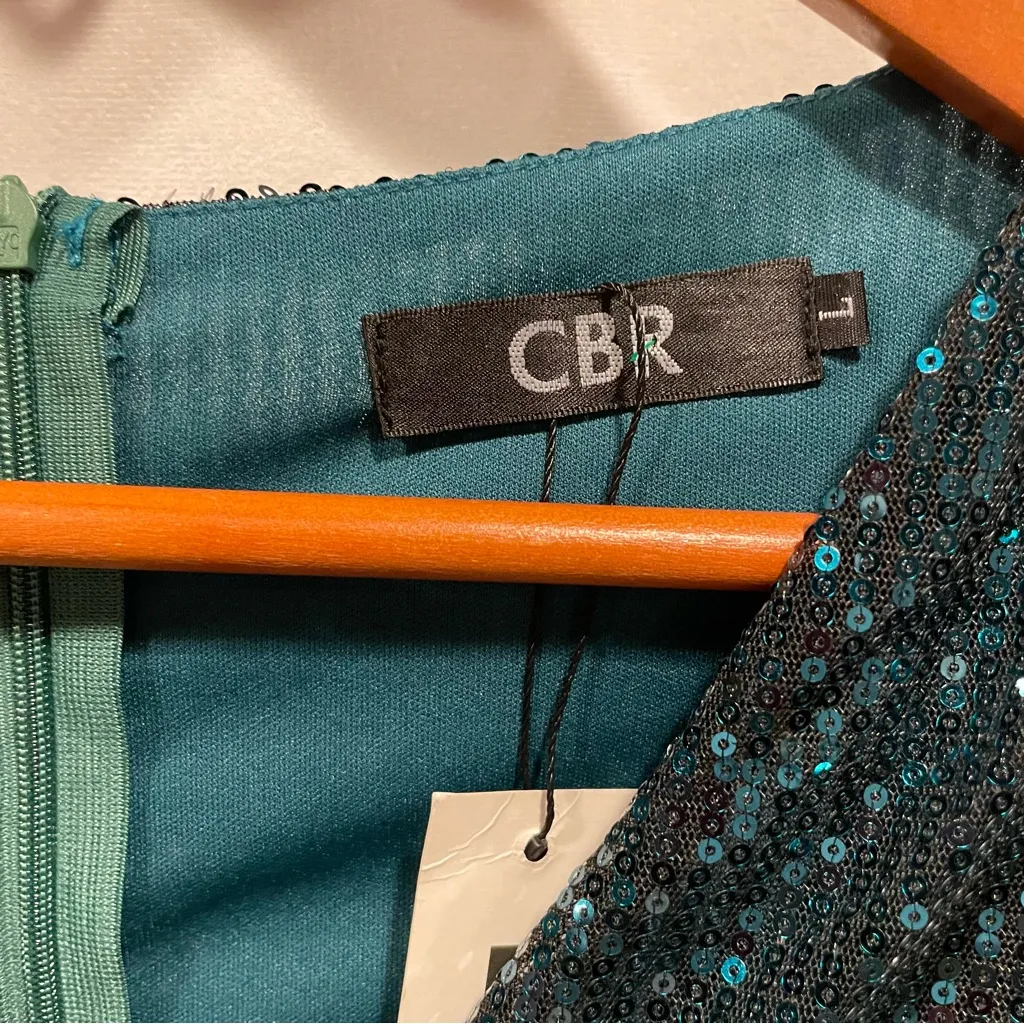 Beautiful aquamarine emerald sequin faux wrap stretchy mermaid maxi dress NWT Green - Image 7