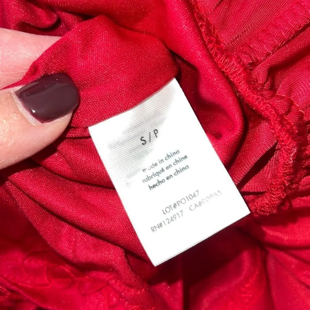 Rachel Parcell Puff Sleeve Peplum Skirt Midi Dress Red Velvet Size Small NWT‎ - Image 10