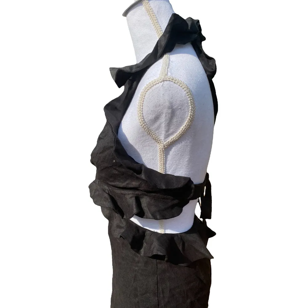 Mable Sleeveless Cut Out Waist Detail Ruffle Mini Dress Black Women's Size Small - Image 11