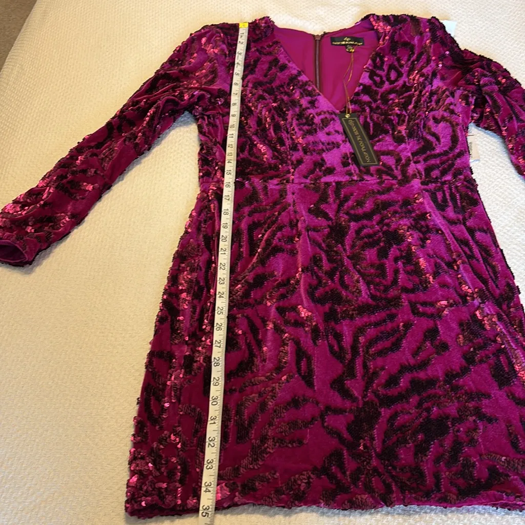 Dress the Population Riley Sequin Velvet Dress Magenta‎ size XL NWT - Image 13