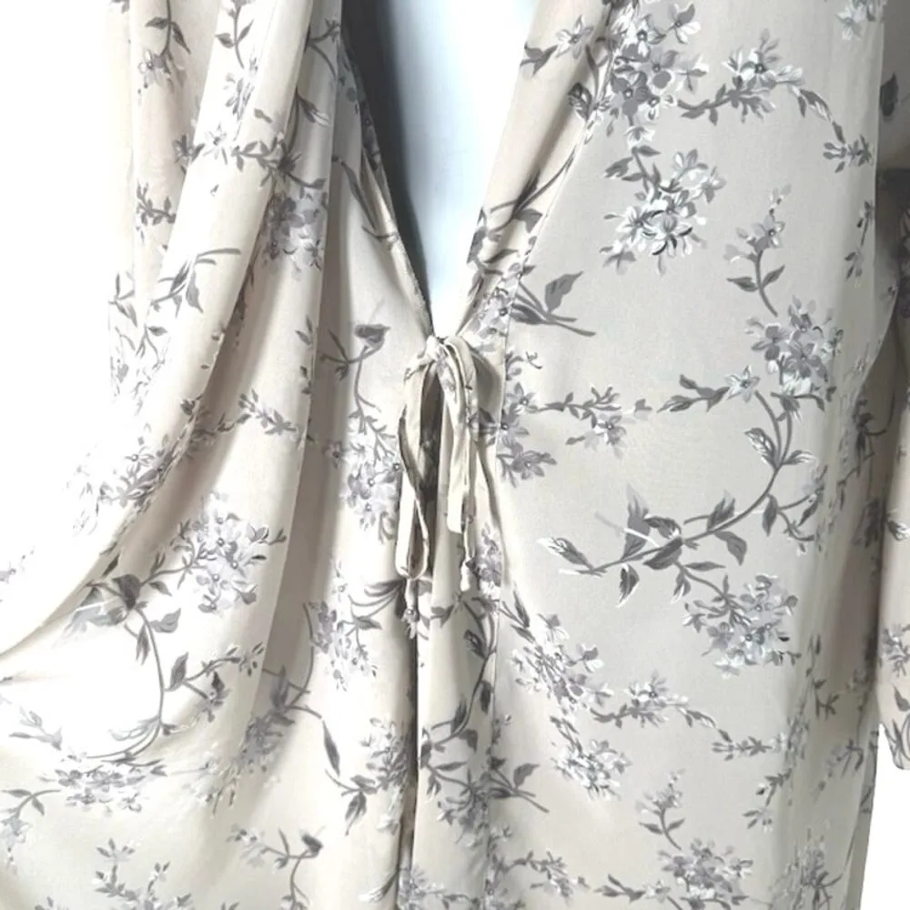 Vintage Calvin Klein Womens Floral Sheer Sleepwear Knee Length Robe Belted S/M - Image 3