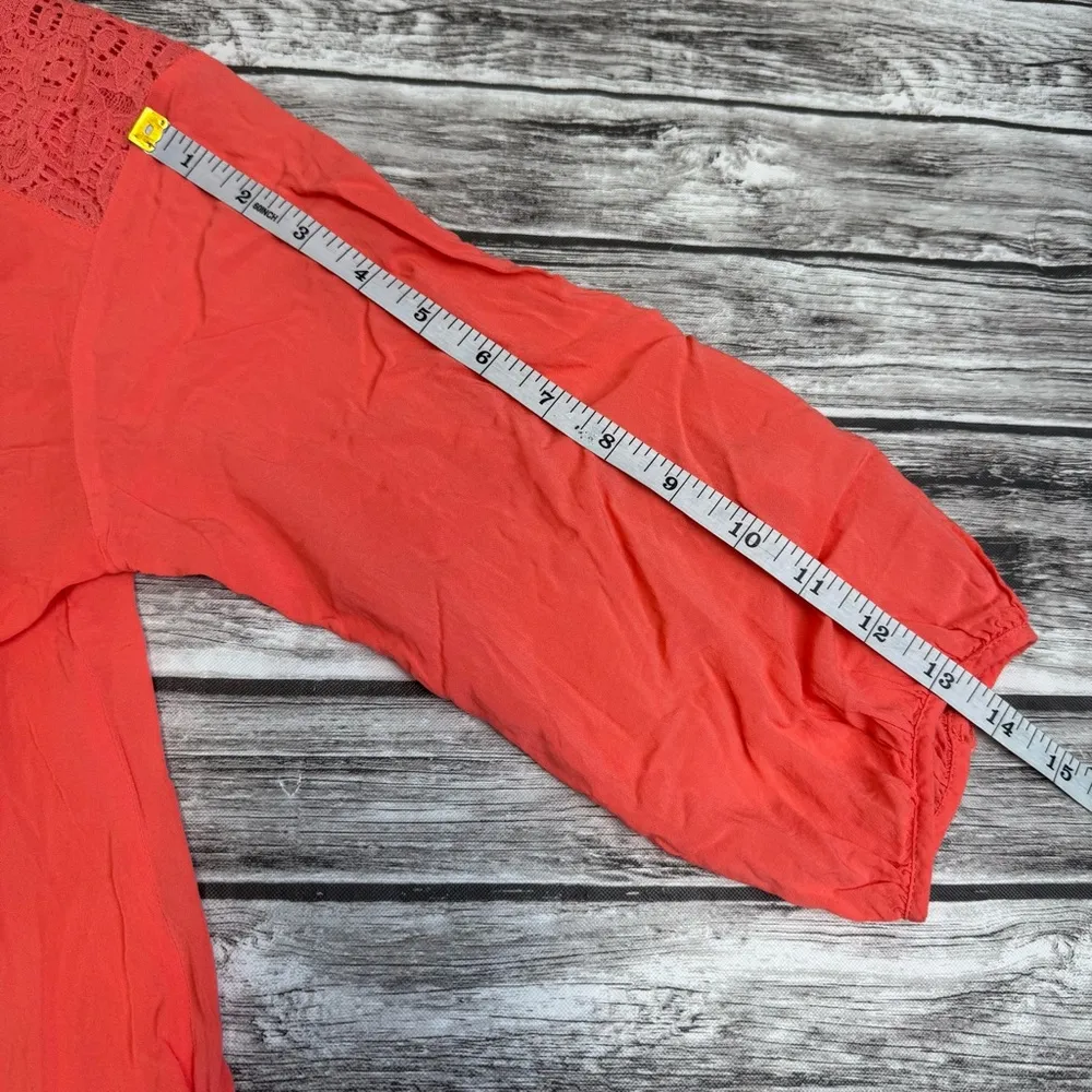 Stylus Women's Textured Lace Detail Blouse M Med Medium Coral Salmon Pink Orange - Image 12