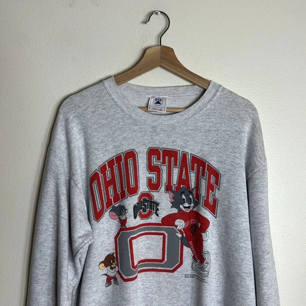 Vintage delta Ohio state 90s Tom and Jerry pullover crew neck sweatshirt size XL - Image 2