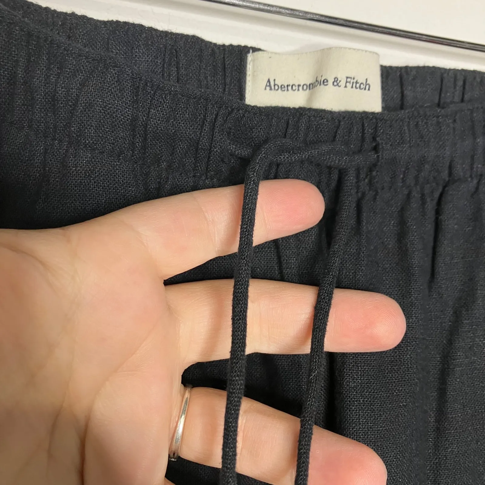Abercrombie & fitch linen blend pull on pants black breezy wide leg women's XXSL - Image 7