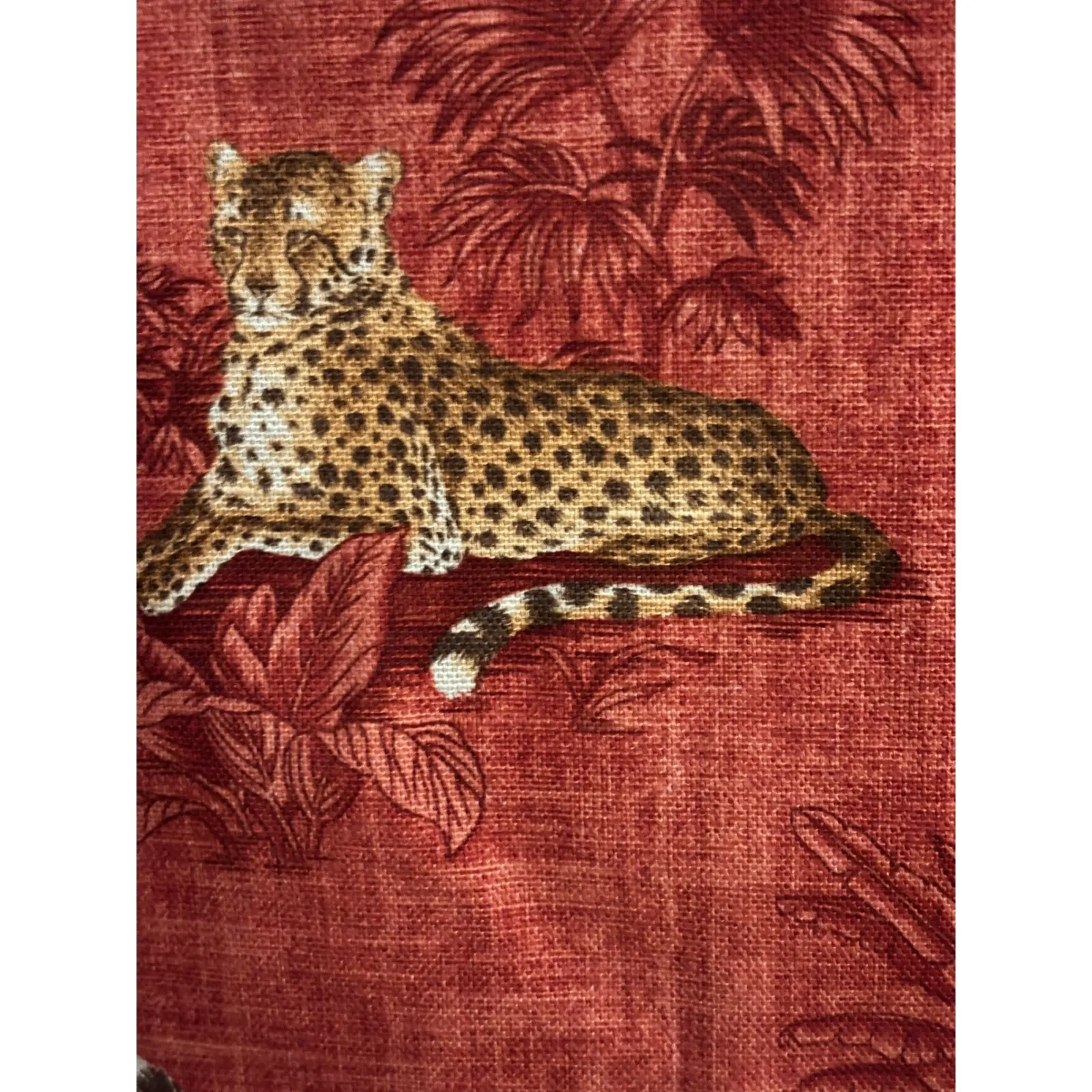 Painted Pony Women's Small Red Linen Blend Cheetah Jungle Print Button Up Shirt - Image 5