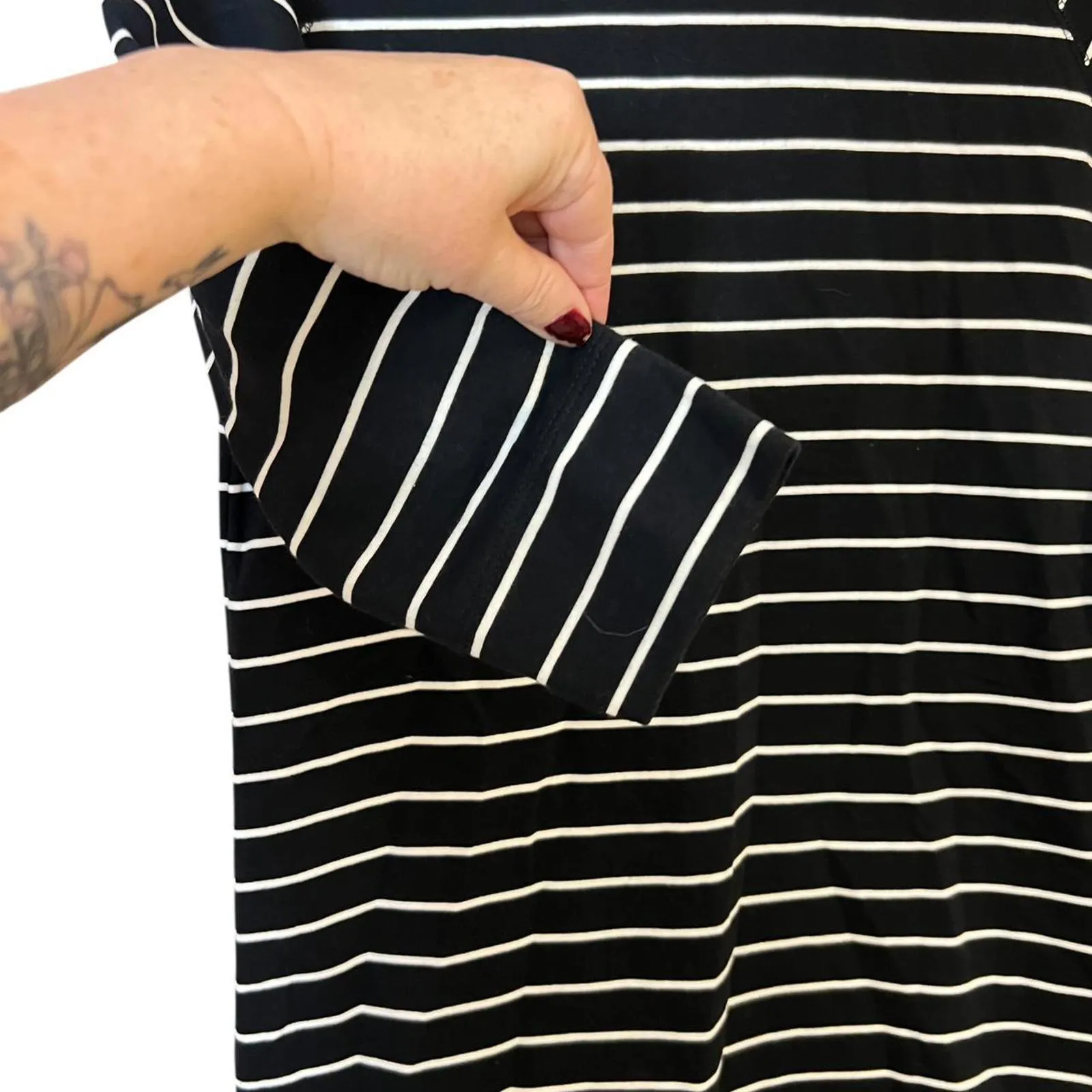 Merona Black & White Striped Knit Dress – Size M - Image 2