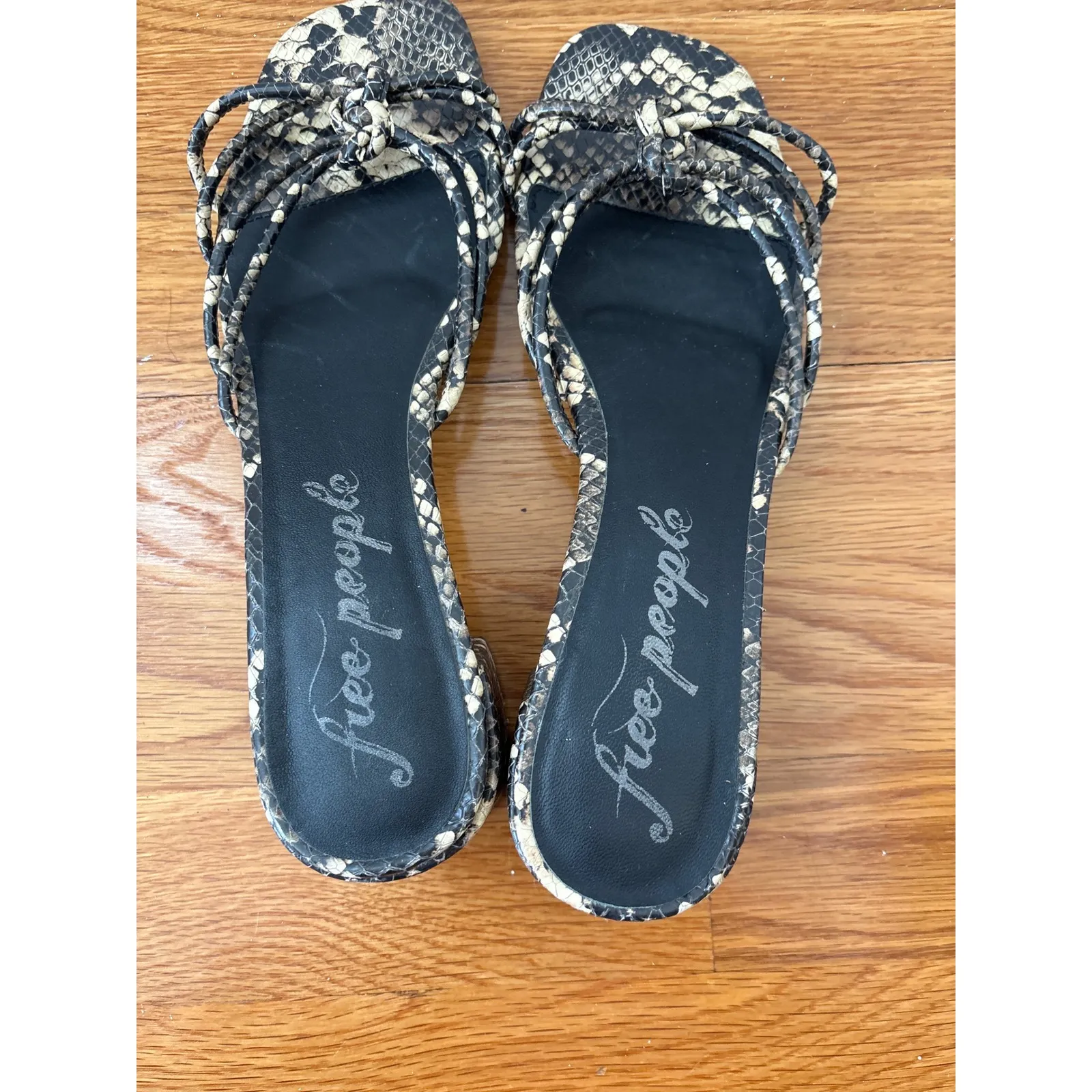 Free People Petra Snake Print Block Heel Slide Sandals Women's Size 38 - Image 3