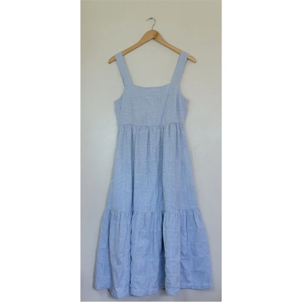 MADEWELL Cicely Tiered Midi Dress in Patchwork Blue Sleeveless Womens Size 6 - Image 3