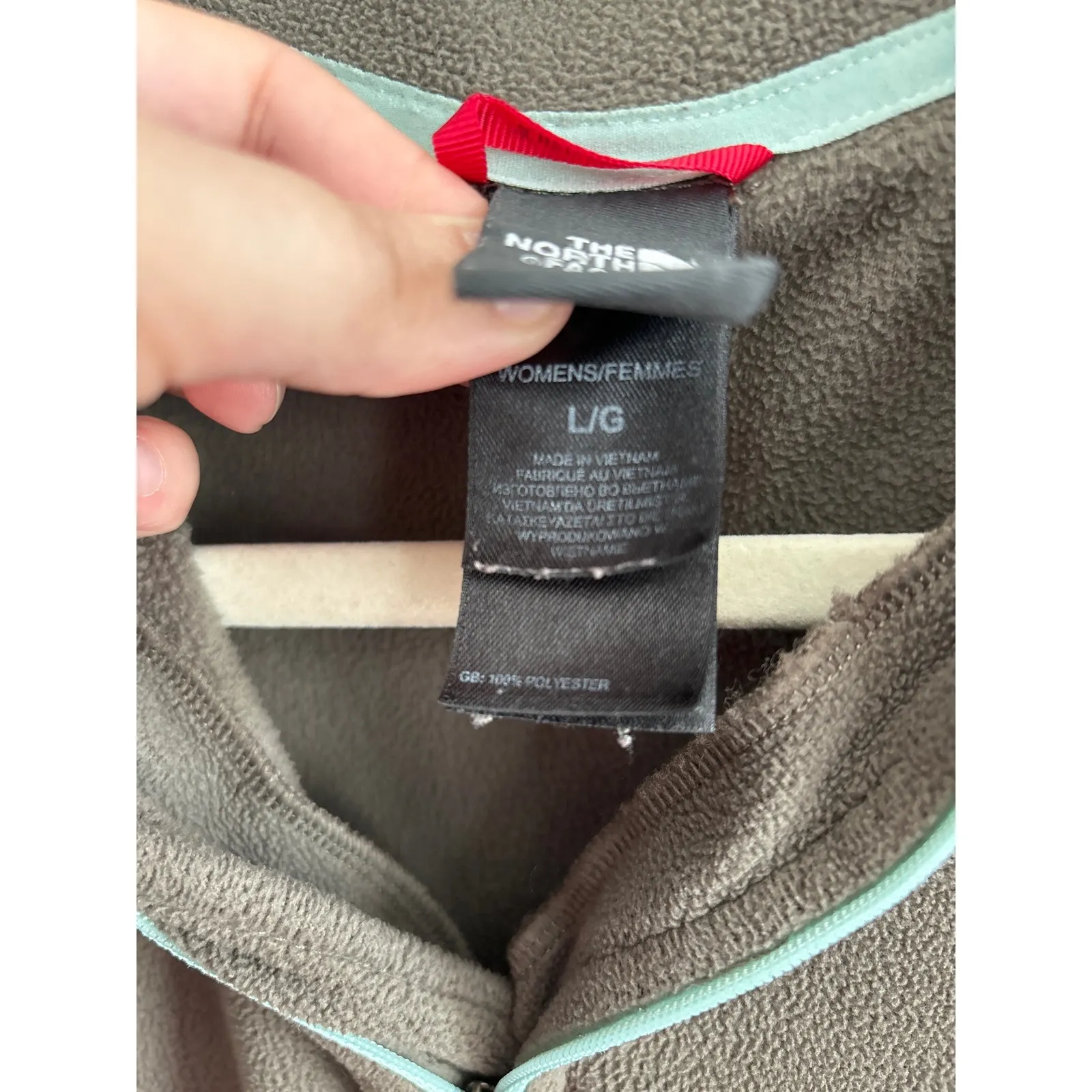 The North Face Polartec Quarter Zip Fleece Pull Over Jacket Brown Size Large - Image 3