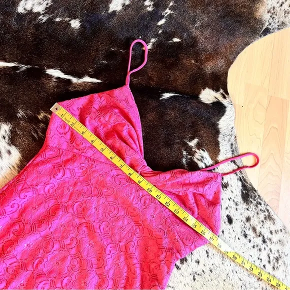 NSR Hot Pink Lace Midi Dress‎ Sleeveless Lined Size L NWOT Size L - Image 7