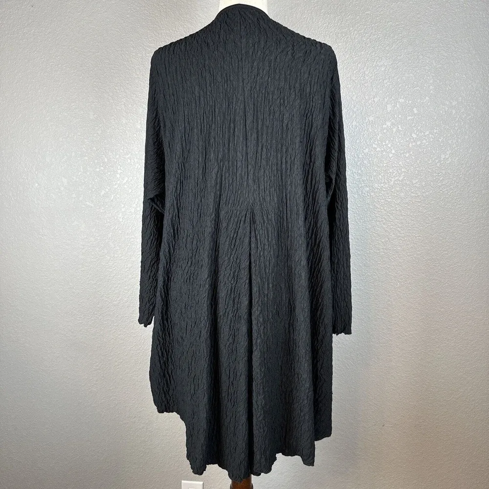 Oscar De La Renta Vintage Draped Open Front Cardigan Size M Black Crinkle Pocket - Image 6