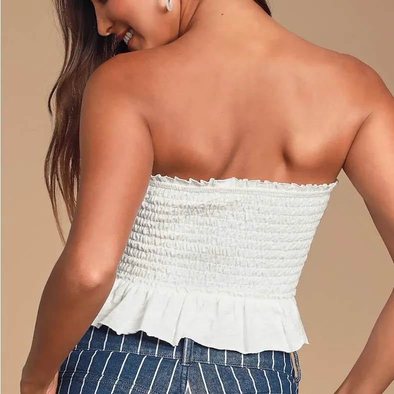 We The Free Babe Ivory Smocked Tube Top - Image 3