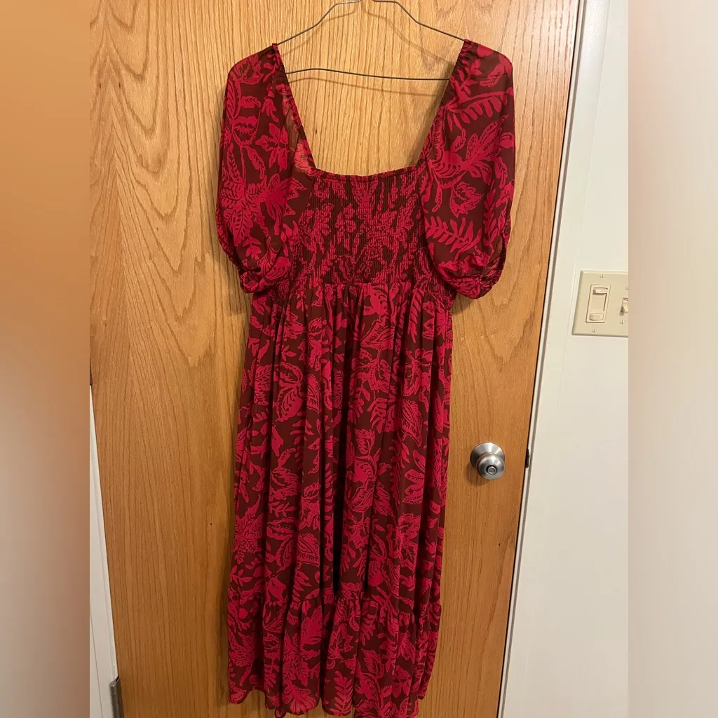 Torrid Tea Length Smocked Bodice A-Line Dress floral dress - Image 8