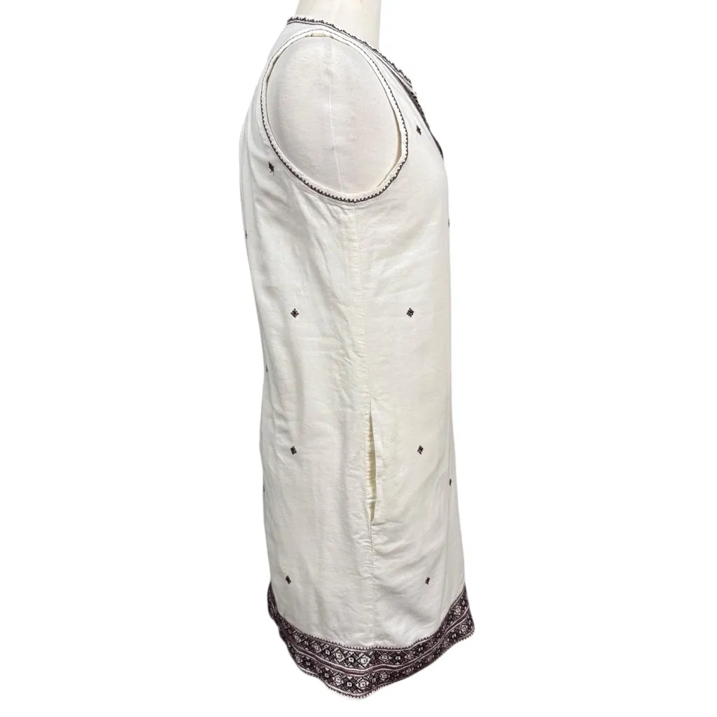 Madewell Embroidered Sleeveless Cotton Shift Dress Ivory Size 4 - Image 4
