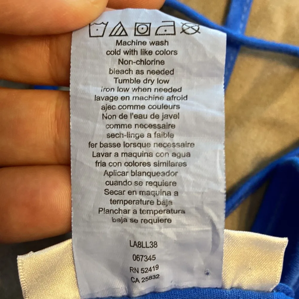 La Blanca Summer Dress size S length 58” bust 34” very light blue color - Image 9