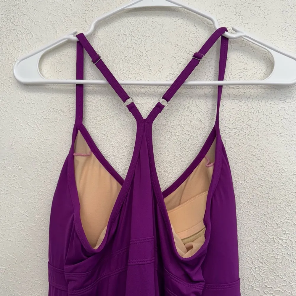 Athleta Purple Shorebreak Built in Bra Racerback Swim Workout Dress Size Large - Image 5