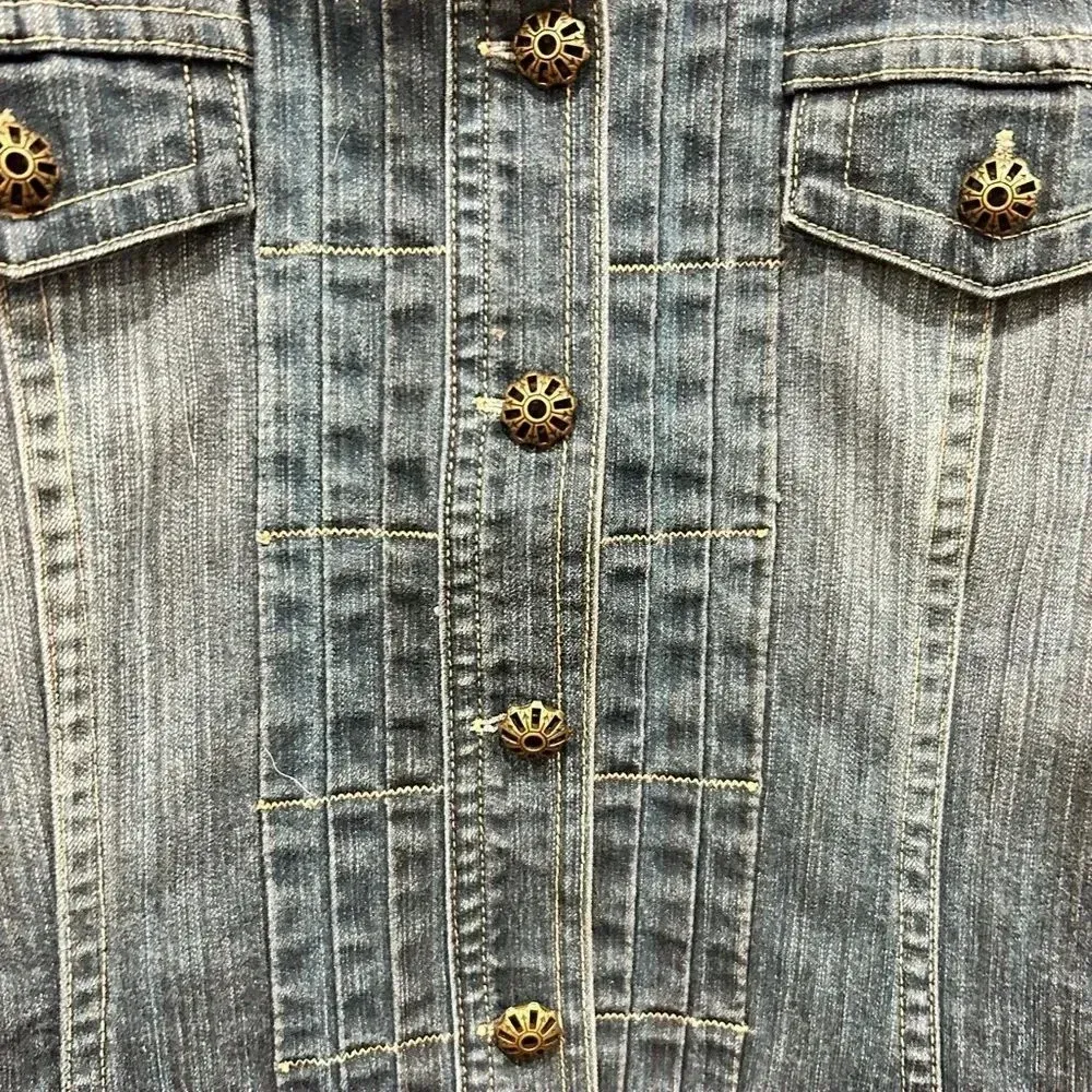 Christopher & Banks Blue Denim Jean Jacket w‎ Stretch size Small - Image 2