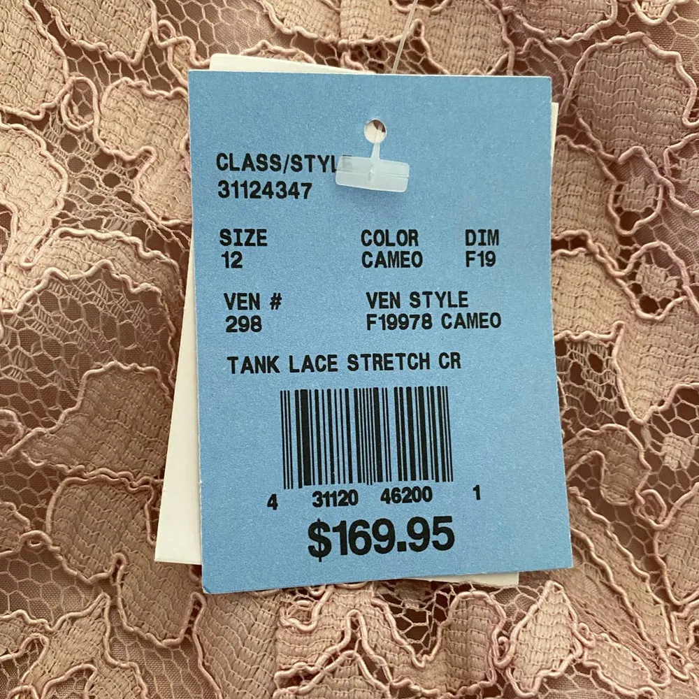 David's Bridal Lace Stretch Crepe V-neck Bridesmaid Dress Women's 12 Cameo - Image 13