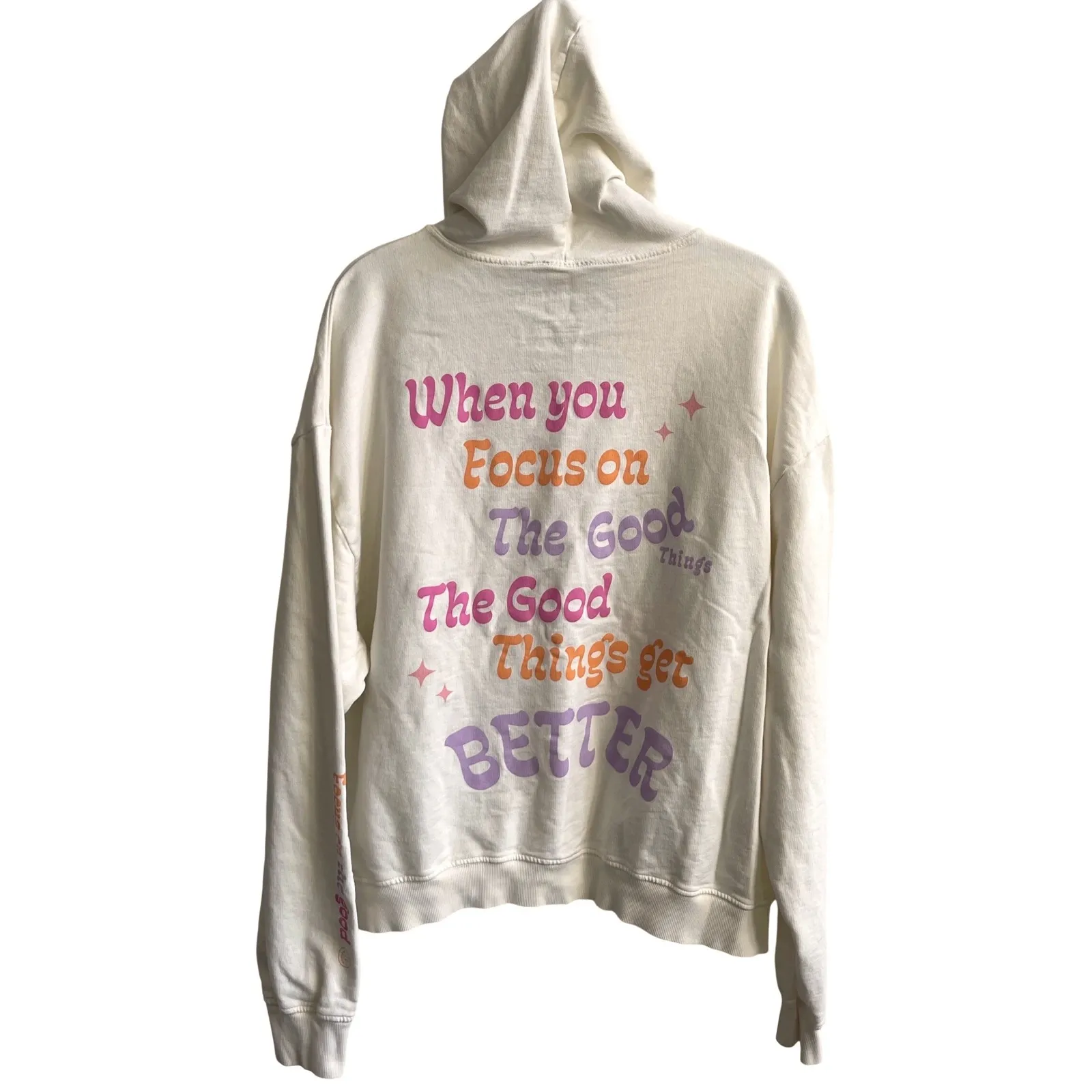 Sunkissed Coconut Cream Graphic Hoodie Sweatshirt Focus On The Good Women Medium Pink - Image 2