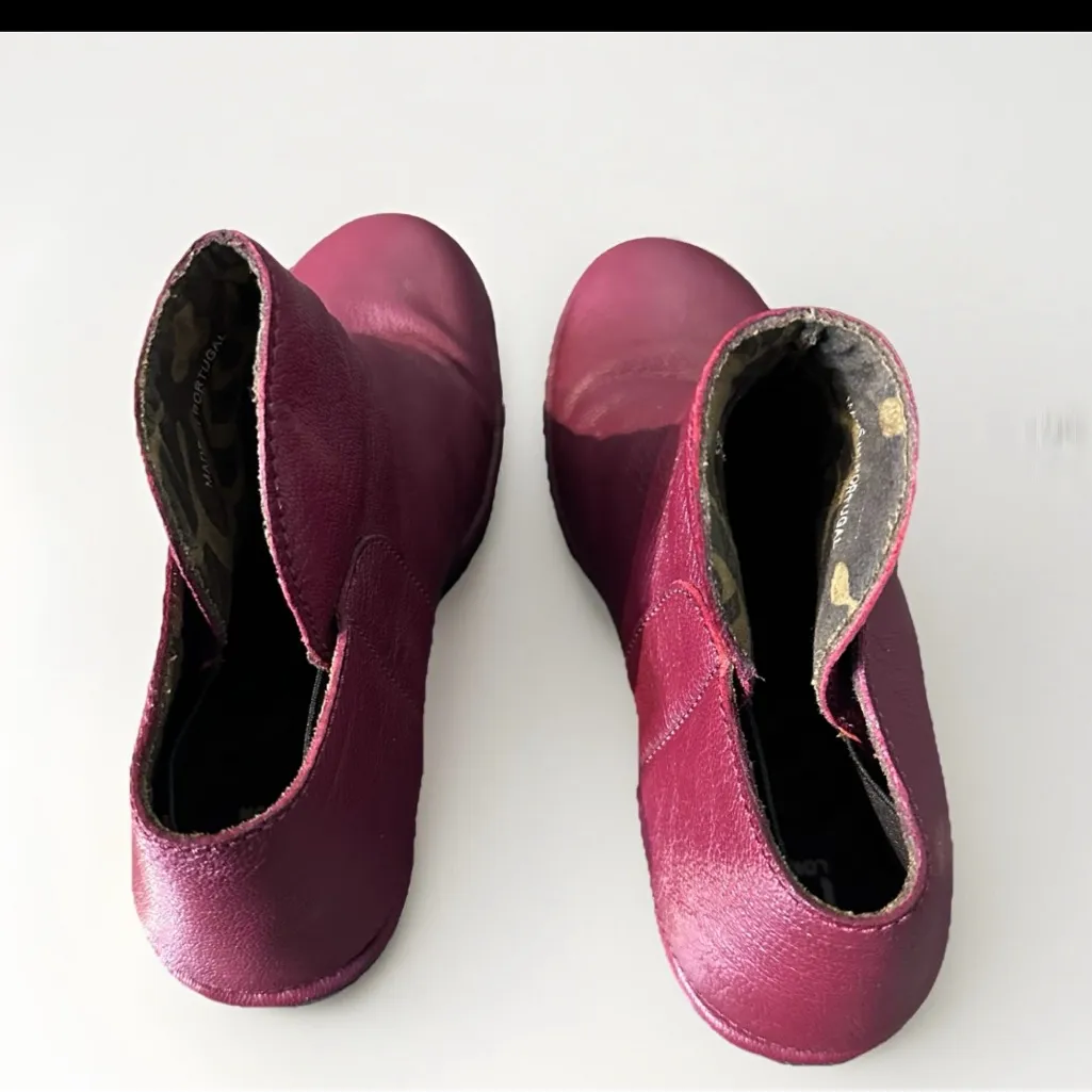 Fly London Yogi Red Leather Strap Wedge Ankle Boots Bootie Women‎ Sz 9.5 US - Image 3