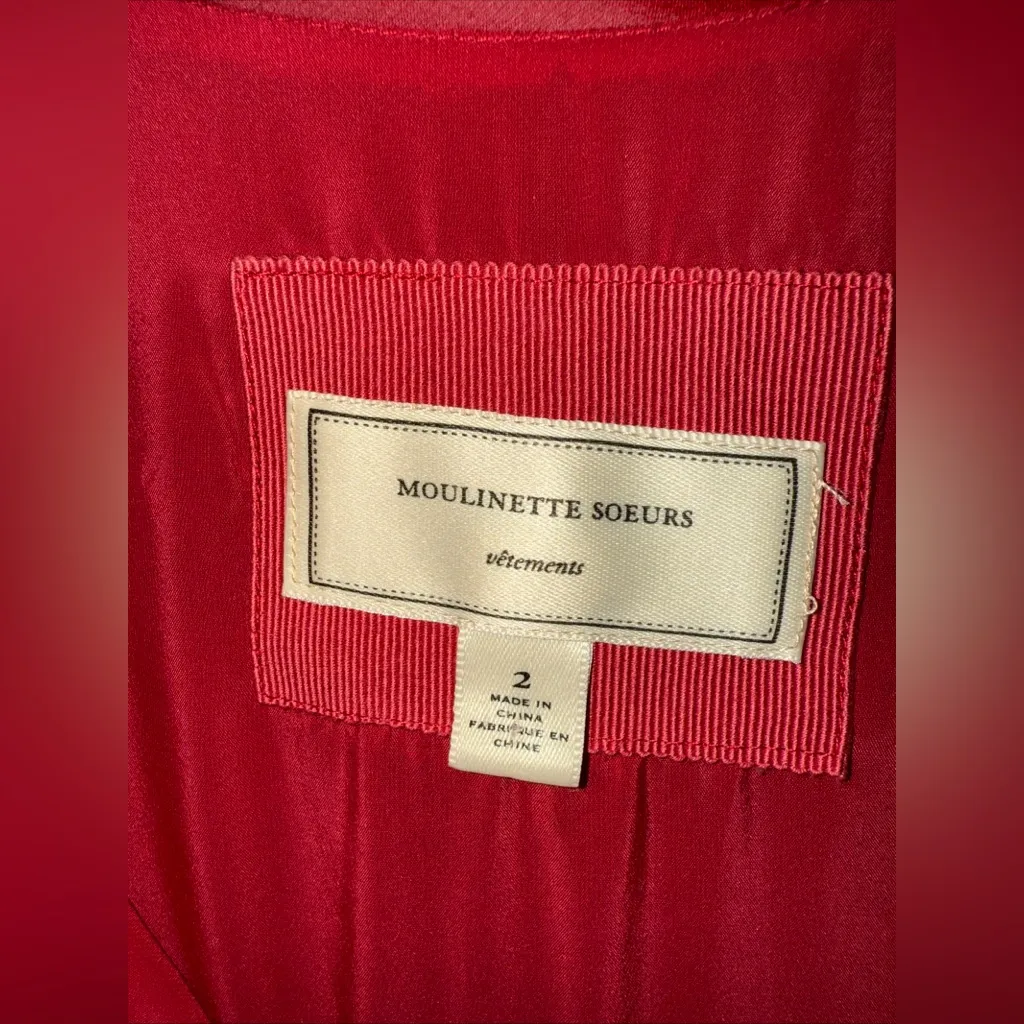 moulinette soeurs Red Silk Chiffon Fit N Flare Sleeveless Dress‎ Size 2 - Image 4