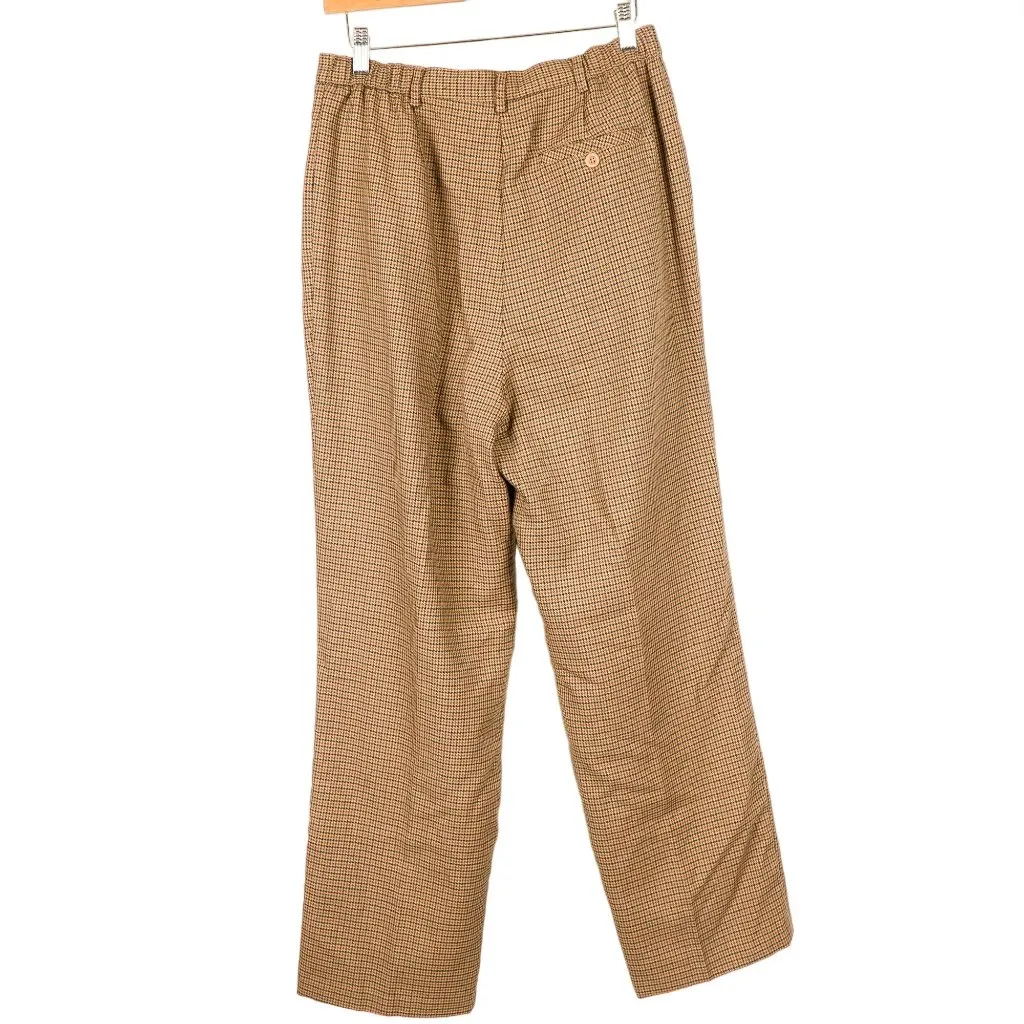 Houndstooth VTG Pants 12 Womens 70s Pockets Career Casual Retro Straight Brown - Image 7