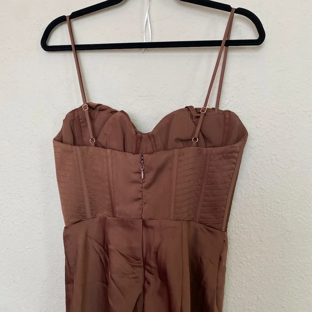 HOUSE OF CB S D-DD 'Myrna' Chocolate Satin Corset Slip Dress‎ NWOT - Image 11
