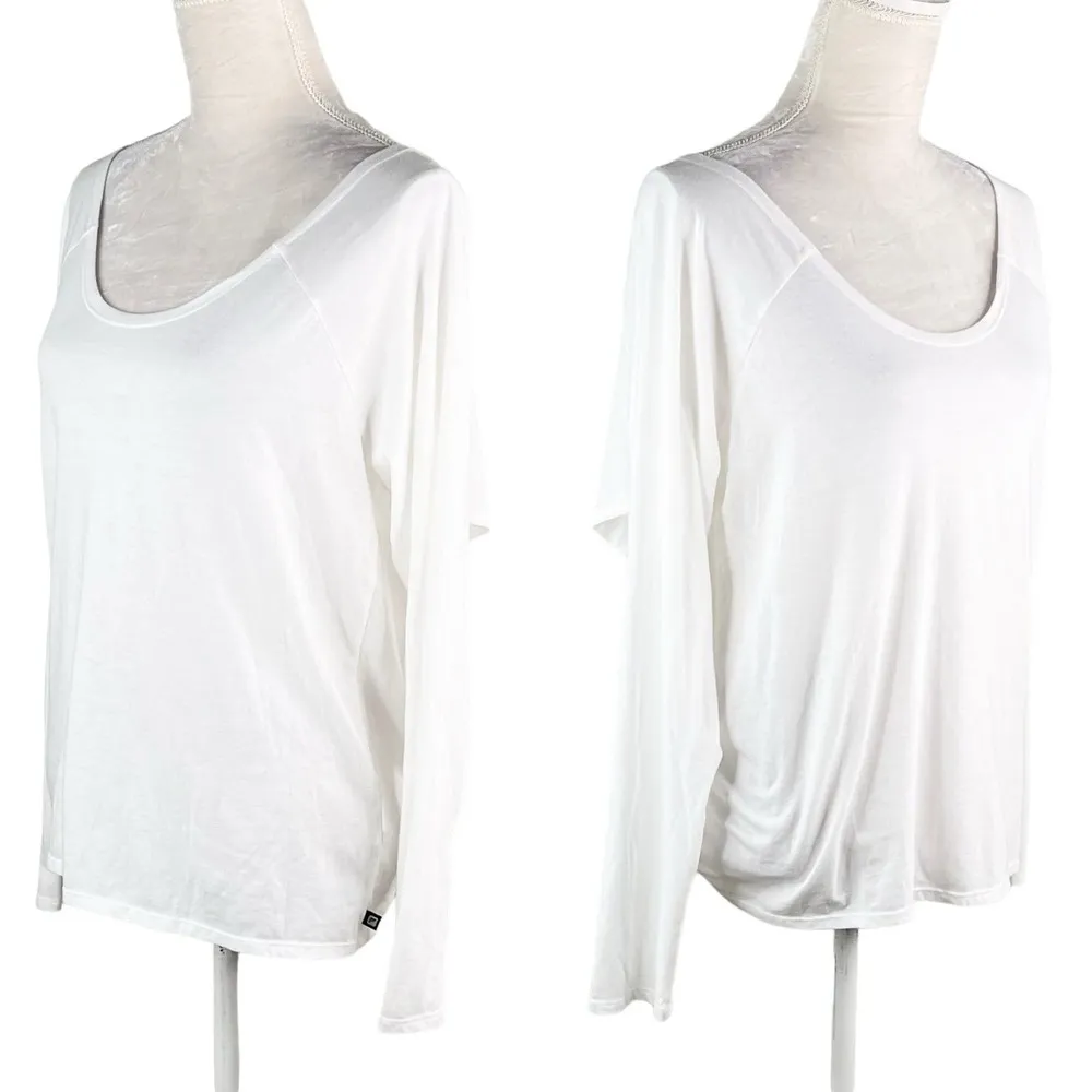 Fabletics Aviana Top White XL Long Sleeve Twist Back Detail Relaxed New - Image 4