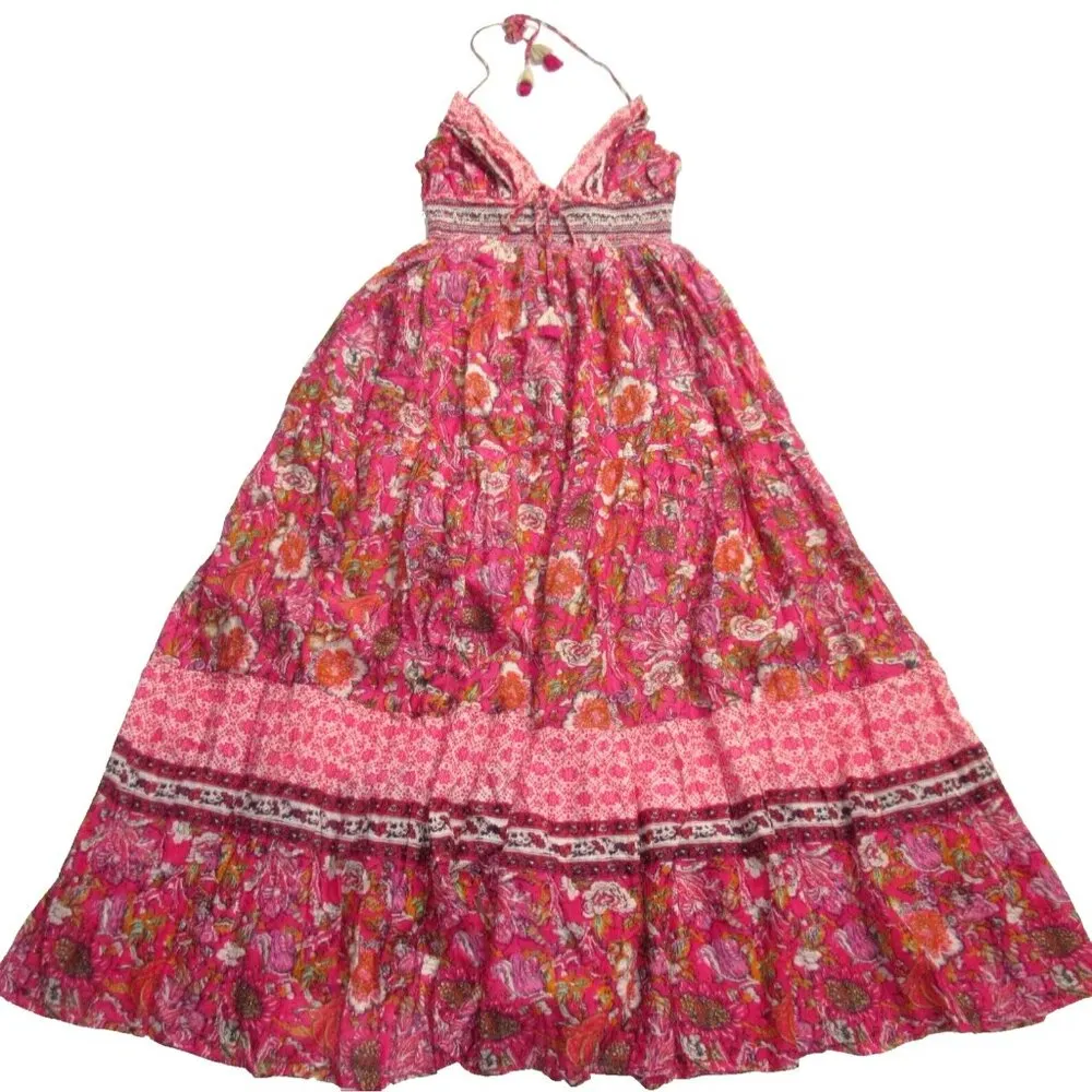 NWT Free People Real Love Maxi in Meadow Combo Floral Cotton Halter Dress L - Image 2