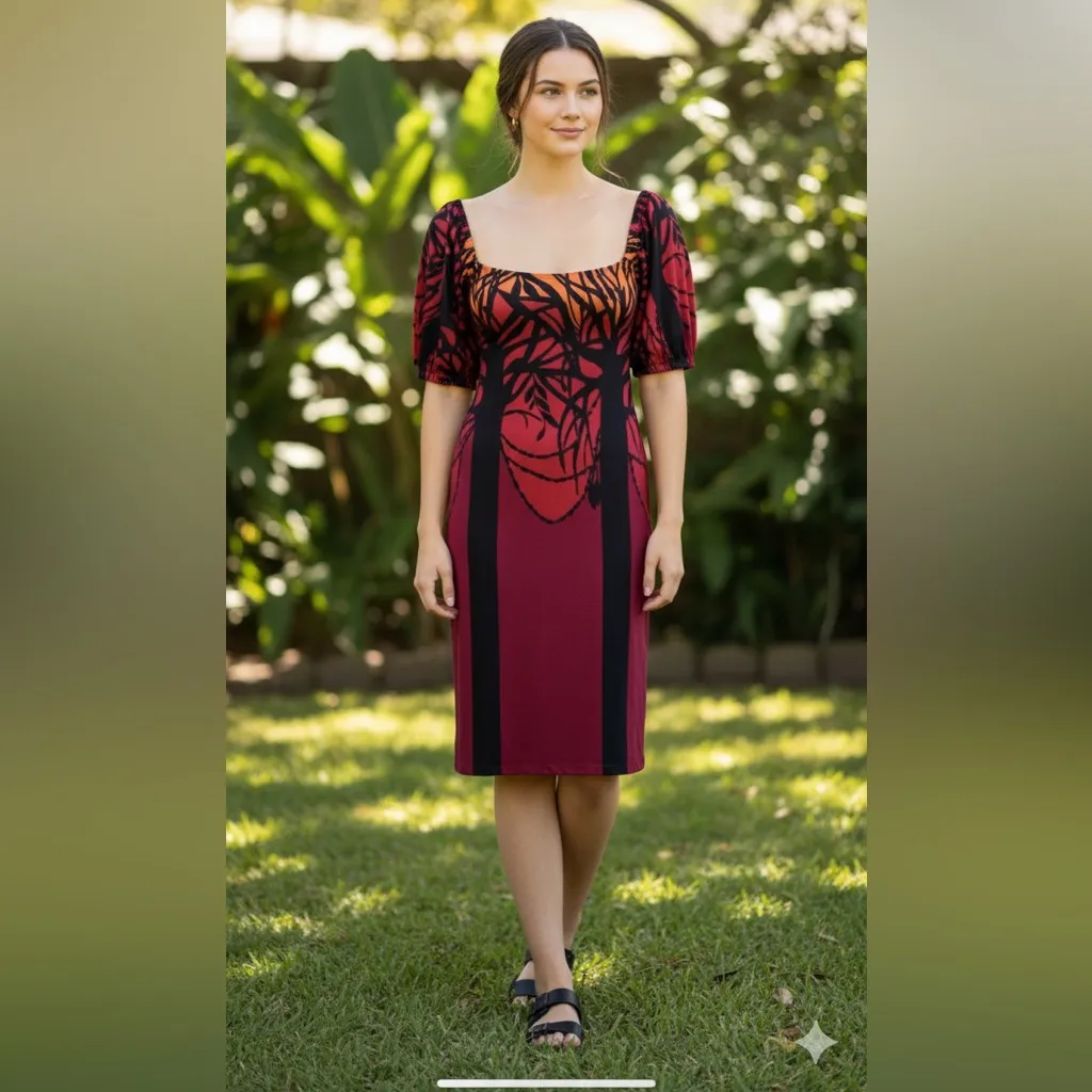 MARA HOFFMAN‎ Silk Jersey Art Deco Tree Dress Size Medium $398 - Image 2